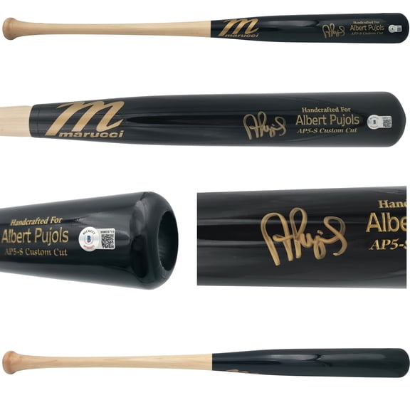 Albert Pujols Autographed Black Marucci Player Model Baseball Bat St. Louis Cardinals Beckett BAS Witness 252445