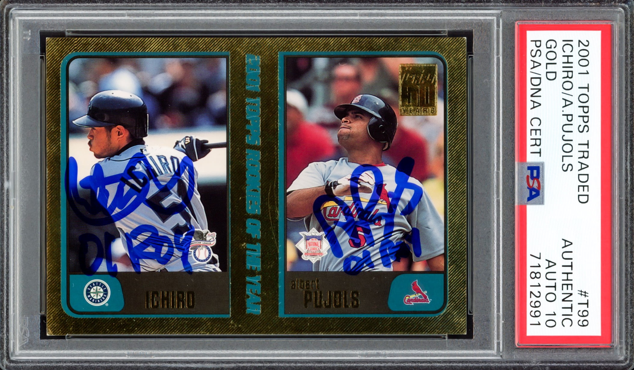 Albert Pujols & Ichiro Suzuki Autographed 2001 Topps Traded Gold