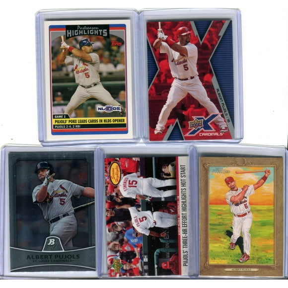 Albert Pujols St. Louis Cardinals Assorted Baseball Cards 5 Card Lot