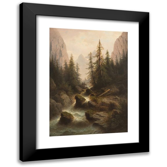 Albert Rieger 11x14 Black Modern Framed Museum Art Print Titled - Mountain Stream