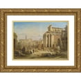 thumbnail image 1 of Albert Rieger 18x14 Gold Ornate Wood Frame and Double Matted Museum Art Print Titled - View of the Roman Forum with the Septimius Severus Arch and the Temple of the Faustina and Antonius Piu, 1 of 4