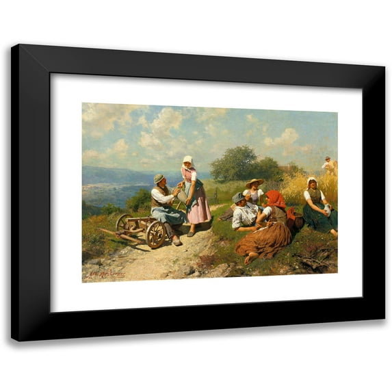 Albert Ritzberger 14x11 Black Modern Framed Museum Art Print Titled - Magnificent Summer Landscape in the Alpine Foothills (1888)