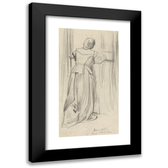Albert Sterner 11x18 Black Modern Framed Museum Art Print Titled - F.L. Portrait of Woman with Back to Viewer, at Window (1900)