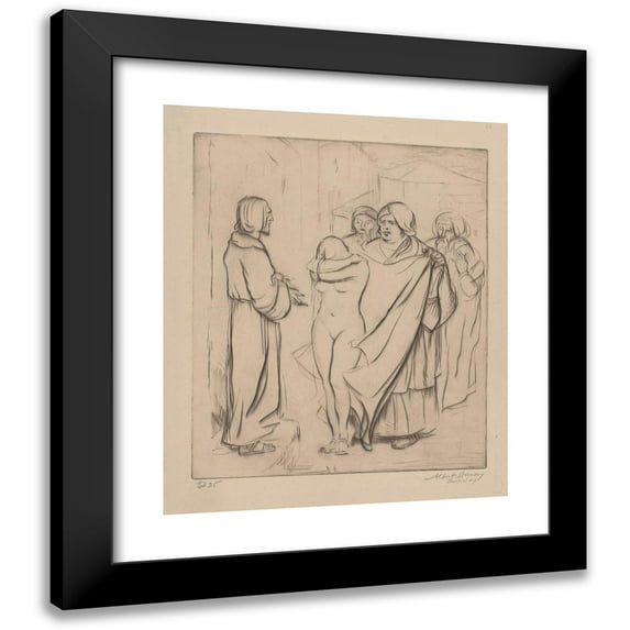 Albert Sterner 12x14 Black Modern Framed Museum Art Print Titled - The Woman Taken in Adultery (1936)