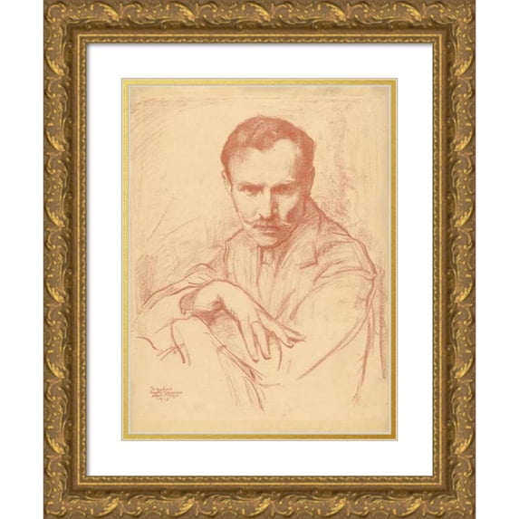 Albert Sterner 14x18 Gold Ornate Wood Frame and Double Matted Museum Art Print Titled - Martin Birnbaum (1915)