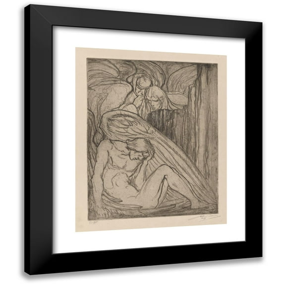 Albert Sterner 15x18 Black Modern Framed Museum Art Print Titled - Lost Angel (1932)