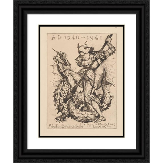 Albert Sterner 19x24 Black Ornate Framed Double Matted Museum Art Print Titled: St. George and the Dragon (1940 - 1941)
