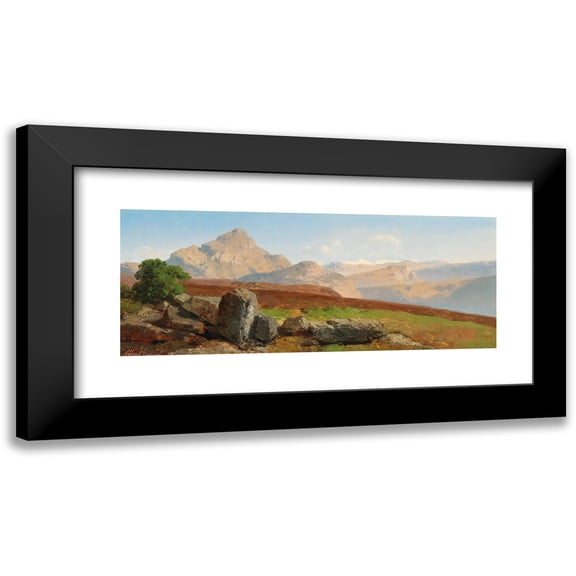 Albert Zimmermann 14x8 Black Modern Framed Museum Art Print Titled - Mountain Landscape