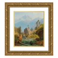 thumbnail image 1 of Albert Zimmermann 15x17 Gold Ornate Wood Frame and Double Matted Museum Art Print Titled - A Mountain Landscape with Creek, 1 of 4