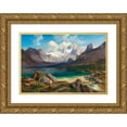 thumbnail image 1 of Albert Zimmermann 18x14 Gold Ornate Wood Frame and Double Matted Museum Art Print Titled - Lake Gosau with a View of the Dachstein Massif, 1 of 4