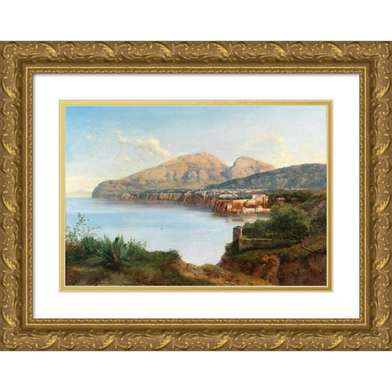 Albert Zimmermann 24x18 Gold Ornate Framed and Double Matted Museum Art Print Titled - A View of Sorrento