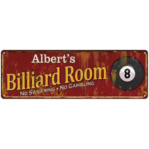 Albert's Billiard Room Red Sign Game Room Pool 8x24 108240008240