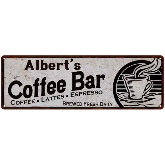 Albert's Coffee Bar Gift Sign Kitchen Decor 8x24 108240007259