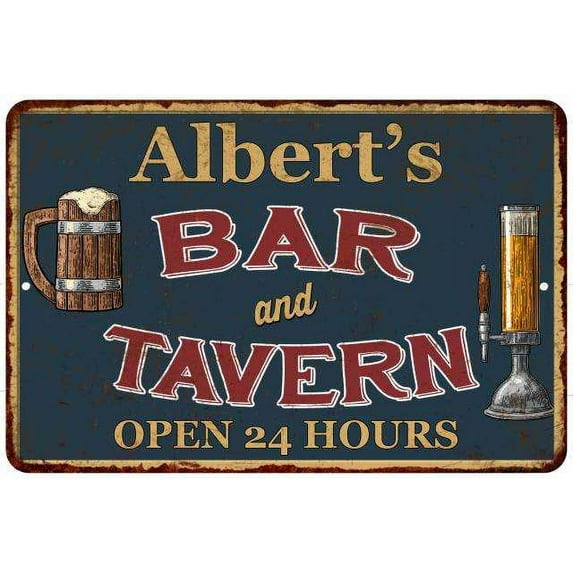 Albert's Green Bar & Tavern Rustic Sign 8 x 12 Matte Finish Metal 108120047482