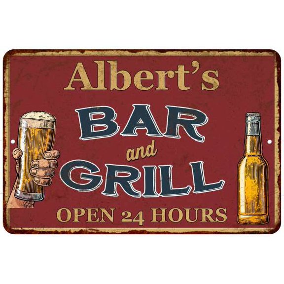 Albert's Red Bar and Grill Rustic Sign Decor 8x12 108120045482