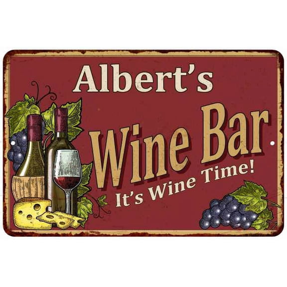 Albert's Red Wine Bar Sign Metal 8 x 12 Matte Finish Metal 108120054259