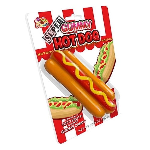 Albert's Super Gummy Hot Dog Tutti Frutti Gummi Candy 5.29 oz.