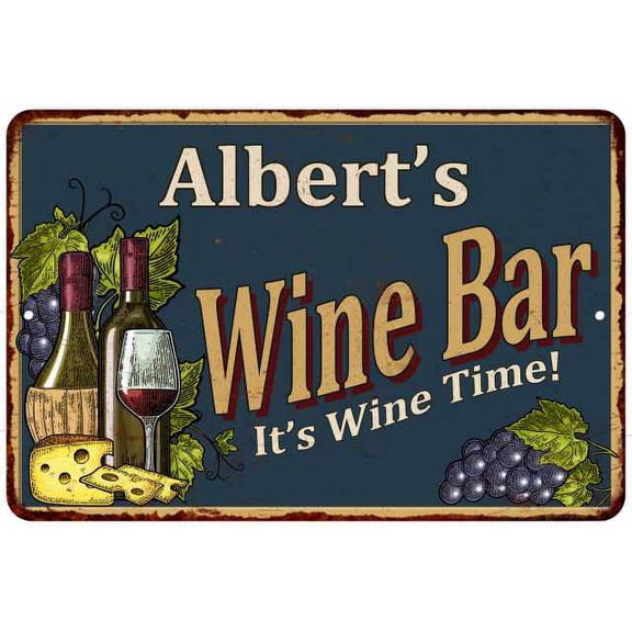 Albert's Wine Bar Gift Green Sign Rustic Decor 8x12 108120055261