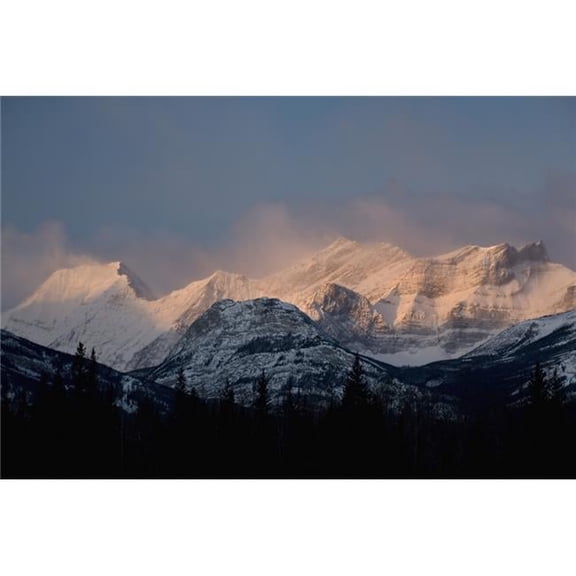 Alberta - Canada - Fog Around The Snow Covered Mountain Range At Sunrise In Kananaskis Country Poster Print - 40 x 26 - Large