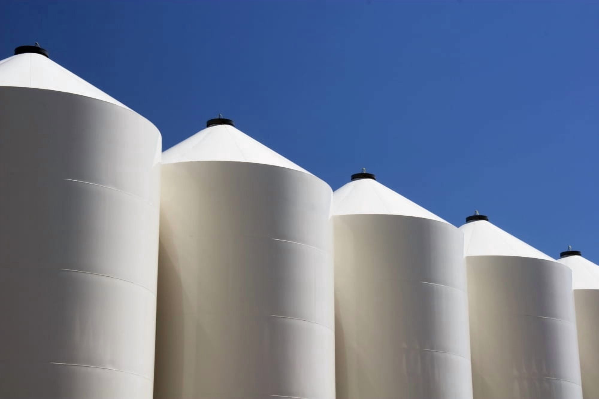 Alberta Canada Large White Metal Grain Bins Canvas Art - Michael Interisano Design Pics (19 x 12)
