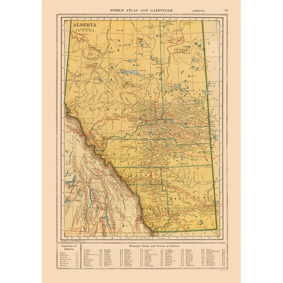 Historic Map - Alberta Canada - Reynold 1921 - 23 x 32.68 - Vintage Wall Art