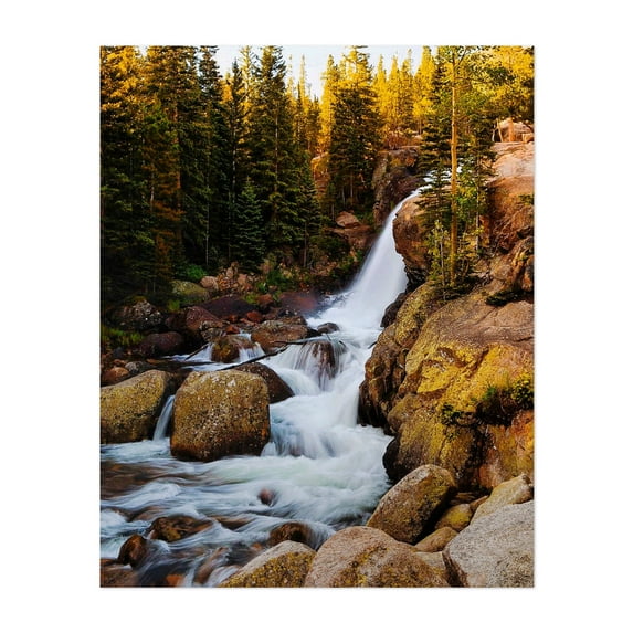 Alberta Falls - Colorado Photography Waterfall Nature Forest Landscape Scenic Autumn Wilderness Unframed Wall Art Print 18 x 24 inches