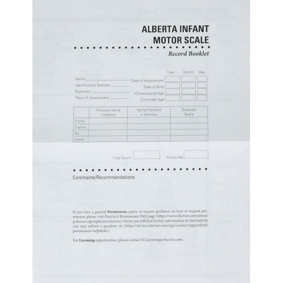 Alberta Infant Motor Scale Score Sheets (AIMS)