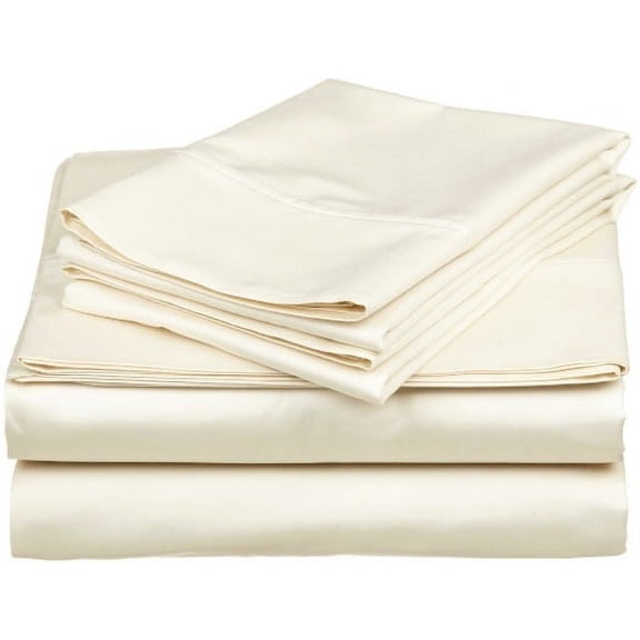 Alberta King Size 4 Piece Bed Sheet Set, 600 Thread Count, 22" Deep Pocket, Sateen Finish Sheet Set, Super Comfy, College Bed Sheet Set - Ivory Solid.