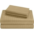 thumbnail image 1 of Alberta King Size Cotton Sheets Set, 4 Piece 400 Thread Count Luxury Sheets & Pillowcases, Upto 18" Inches Deep Pocket & 100% Egyptian Cotton Bedsheets, Soft & Cooling - Taupe Stripe., 1 of 6