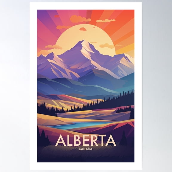 Alberta Poster Wall Art, Modern Wall Decor For Living Room Bedroom, 12x18 UNFRAMED