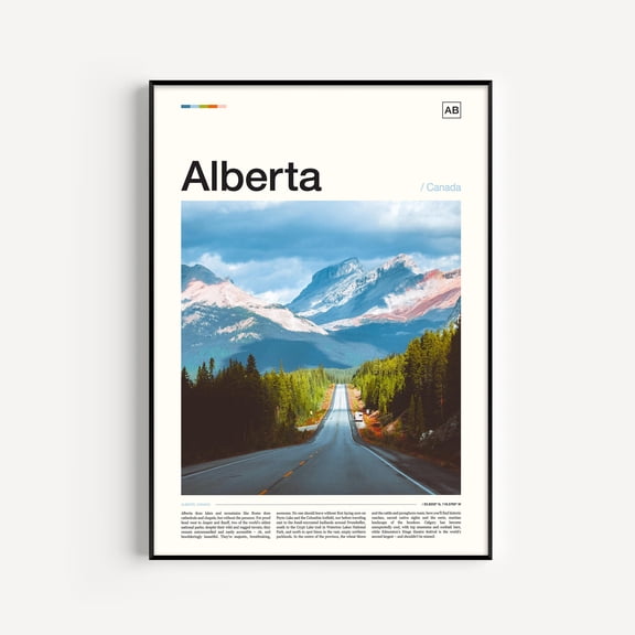 Alberta Travel Poster Canada Mountain Road Poster, Poster Only