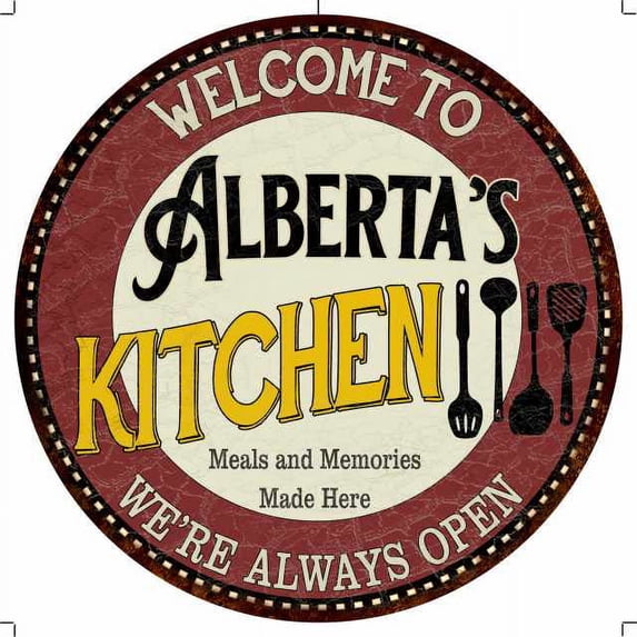 Alberta's Kitchen 14" Round Metal Sign Bar Game Room Wall Decor 100140040334