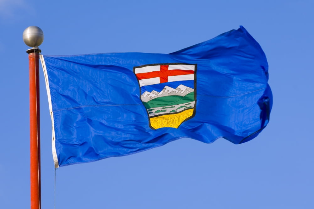 Albertas Provincial Flag Canvas Art - Corey Hochachka Design Pics (17 x 11)