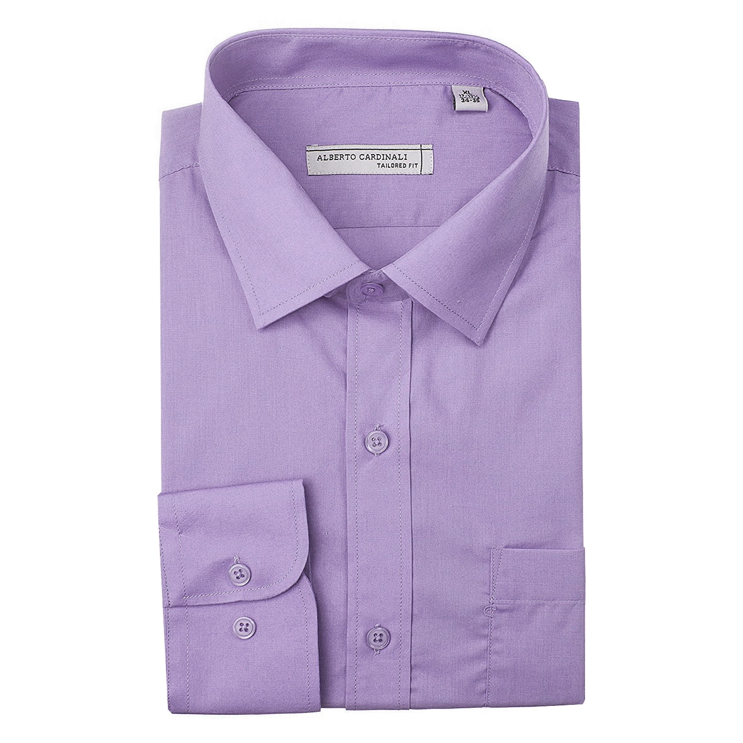 Alberto Cardinali Men's Tailored Fit Long Sleeve Wrinkle Resistant Dress  Shirt (Lavender, L (16-16) sleeve: 36/37) - Walmart.com