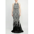 thumbnail image 1 of Alberto Makali Halter Neck Open Back Mermaid Godet Embroidered Mesh Dress-BLACK WHITE / 10, 1 of 4