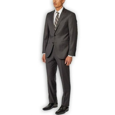 Alberto Nardoni Authentic Brand Men's Charcoal Single Breasted Notch Lapel 100% Wool Double Vent Two Piece Suit
