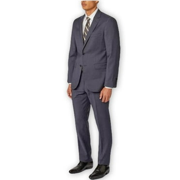 Alberto Nardoni Authentic Brand Men's Dark Navy Single Breasted Notch Lapel Casual Wool Double Vent Two Piece Suit
