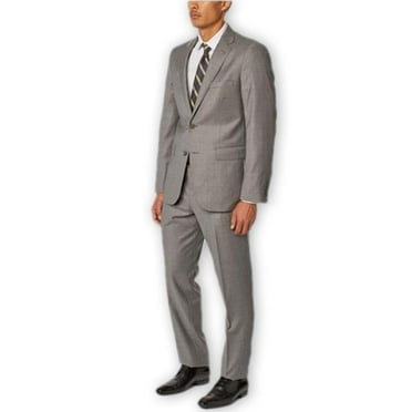 Alberto Nardoni Authentic Brand Men's Single Breasted Notch Lapel 100% Wool Double Vent Two Piece Grey Suit