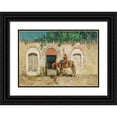 thumbnail image 1 of Alberto Pasini 14x11 Black Ornate Wood Framed Double Matted Museum Art Print Titled: Horseman at a Fountain, 1 of 5