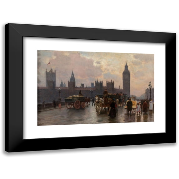 Alberto Pisa 18x13 Black Modern Framed Museum Art Print Titled - The Houses of Parliament from the Westminster Bridge
