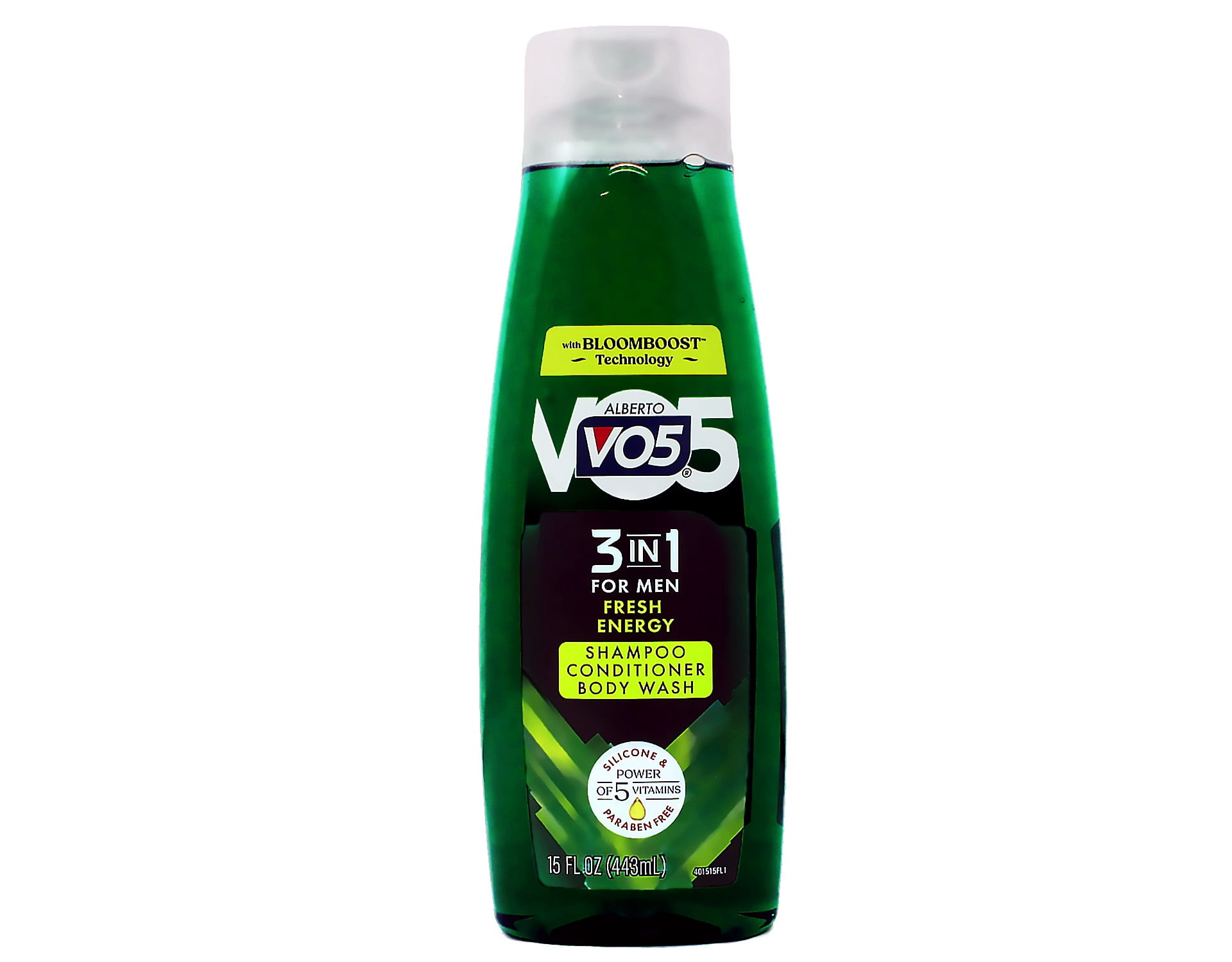 Alberto VO5 Men Fresh Energy 3 in 1 Shampoo Conditioner Body Wash, 15 Oz, Pack of 12