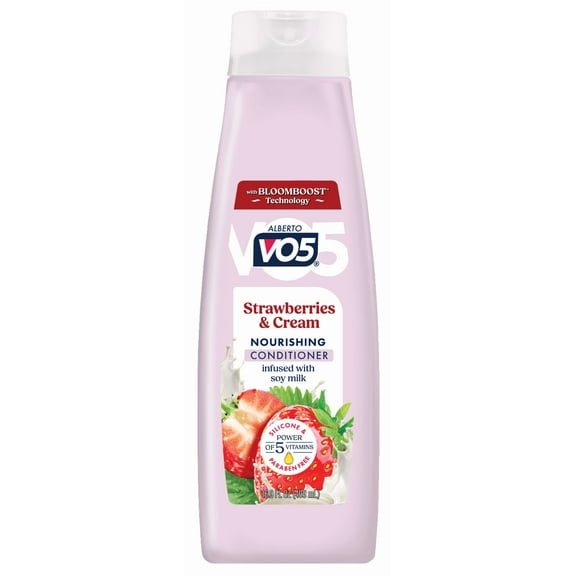 Alberto VO5 Strawberries & Cream Nourishing Hair Conditioner with Soy Milk, 98% Naturally Derived, Paraben Free, Vitamin-Enriched Formula for Soft, Healthy Hair