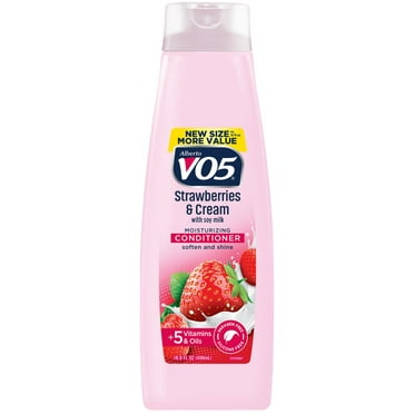 Alberto VO5 Strawberries & Cream Moisturizing Conditioner, for All Hair Types, 16.9 fl oz (Squeeze)