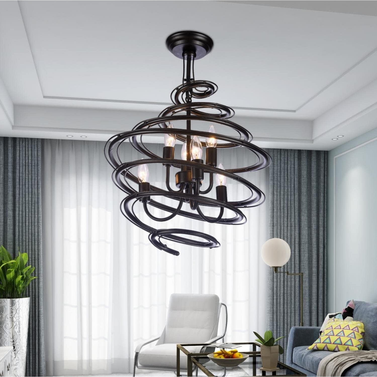 Albertus 6 Light Black Clear Shade Pendant Light