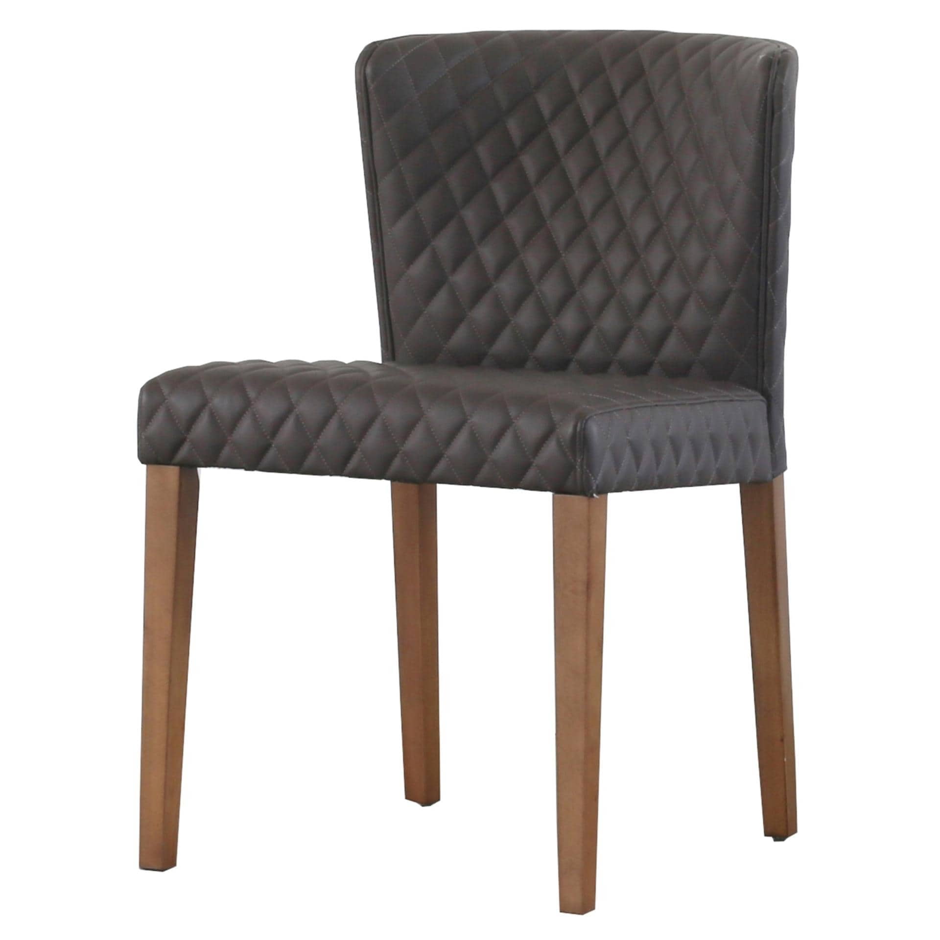 Brown Faux Leather Low-Back Upholstered Side Chair with Metal Legs