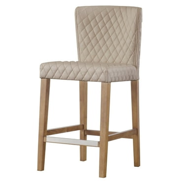 Albie Diamond Stitching Faux Leather Counter Stool Danburry Dune