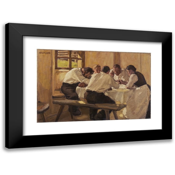 Albin Egger Lienz 14x11 Black Modern Framed Museum Art Print Titled - Lunch (The Soup, Version II) (1910)