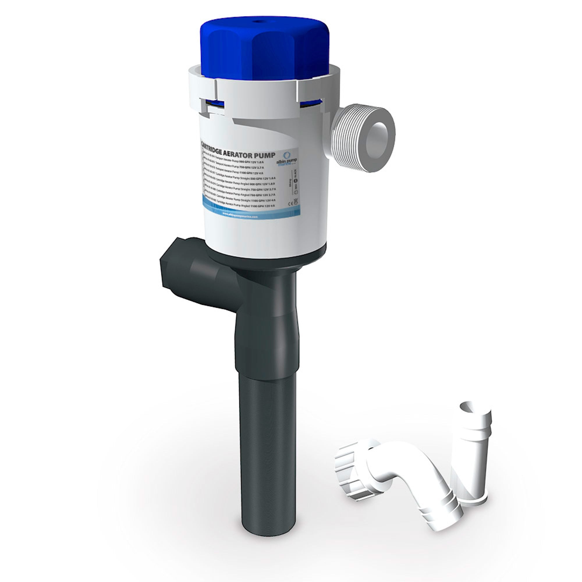 Compact Blue and White Plastic Cartridge Aerator Pump