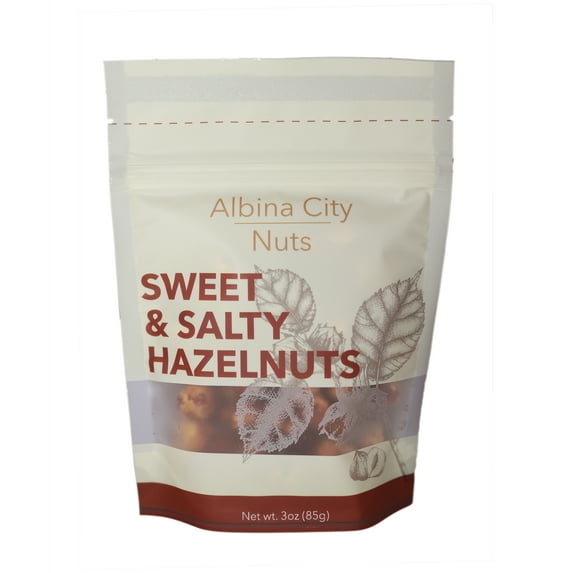 Albina City Nuts Sweet & Salty Hazelnuts - Tasty Snacks, Handcrafted in Small Batches Using In-Season, Local Non-GMO Ingredients Free of Sulfites, Gluten, Artificial Flavors, and Preservatives - 3 oz