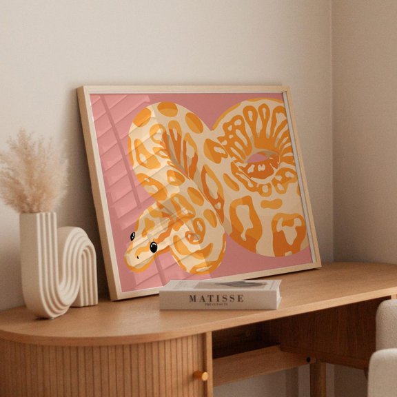Albino Ball Python Jungle Safari Wall Art Feature Styling Decorative Elegant Refined Timeless